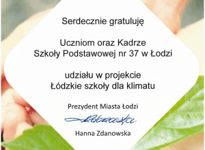 Gratulacje od Prezydent Miasta Łodzi
